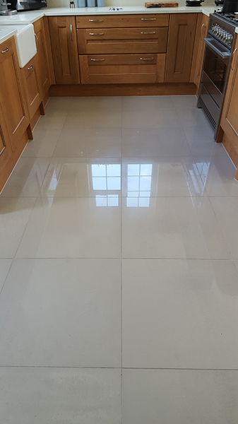 Polished natural stone floor